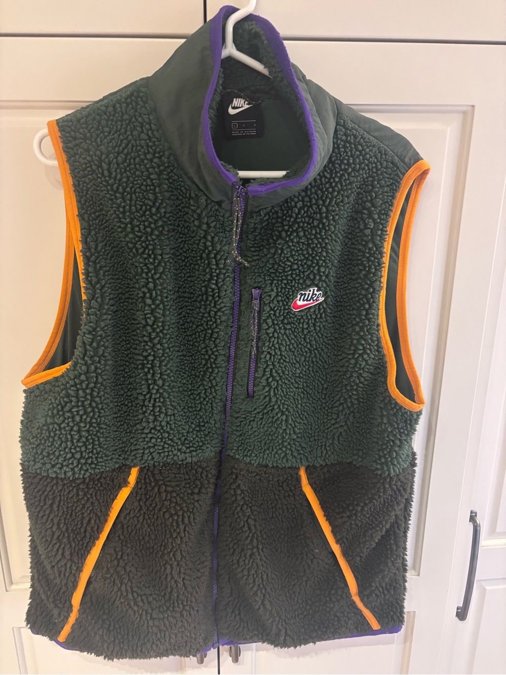 Nike Sportswear Sherpa Fleece Vest CD3142-337 Men’s L Green Purple Orange